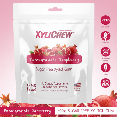 Xylichew Xylitol Gum - Pomegranate Raspberry - 50 Pieces